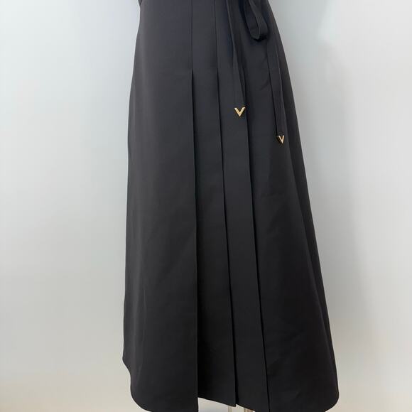 Valentino Wrap Effect Midi Dress Wool and Silk Black 46 (US 10) NWT - Picture 5 of 16